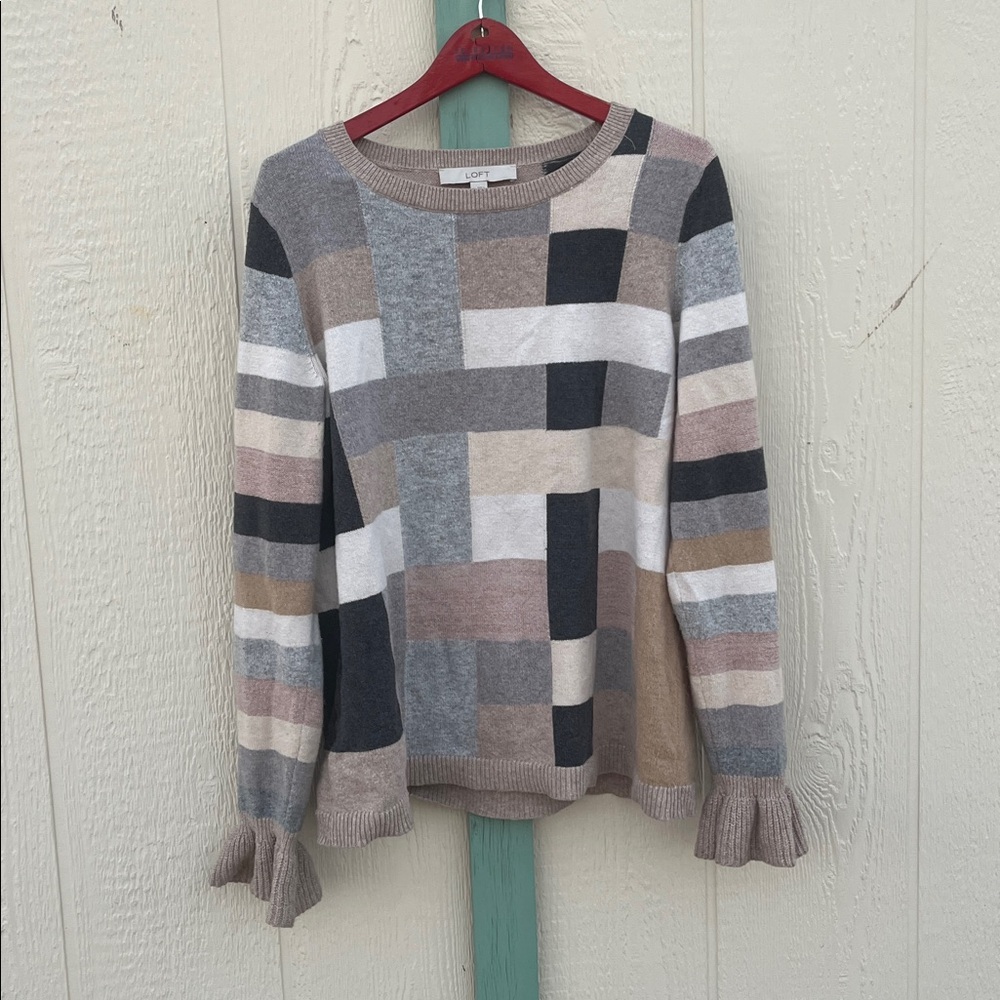 Loft Colorblock Pullover Sweater Size S